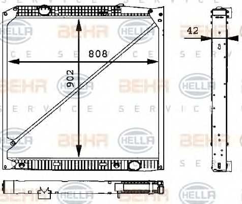 Радиатор MERCEDES ACTROS MP2 / MP3 03- behrhella 8mk376721221