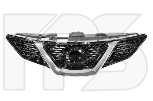 Решетка Радиатора Nissan Qashqai (J11), 03.14 - 06.17 С Хром. Накладкой, Черный (Nissan 623104Ea0A)