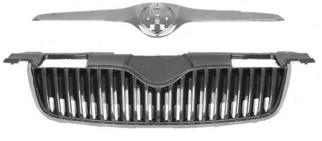 Решетка Радиатора Skoda Roomster/Praktik (5J), 07.06 - 04.10 (07-10), С Хром. Накладкой (Skoda 5J0 853 668 9B9)