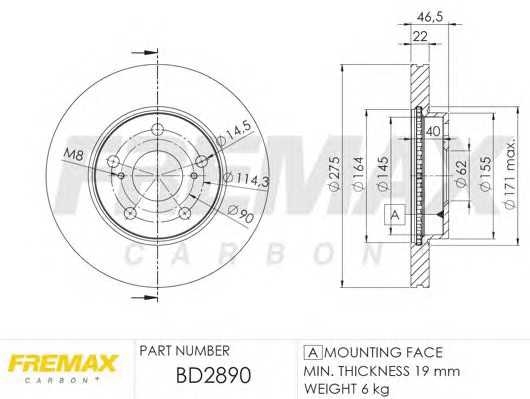 Диск тормозной передний Fremax BD-2890 fremax bd2890