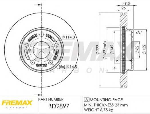 Диск тормозной передний Fremax BD-2897 fremax bd2897