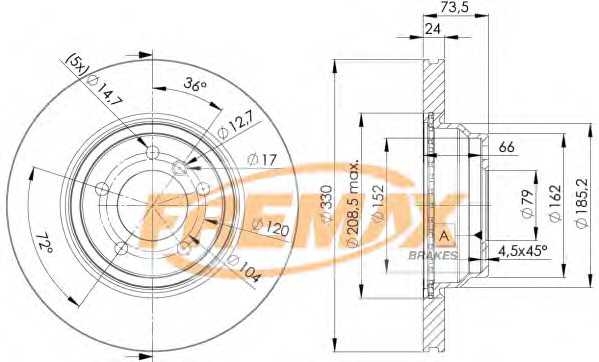 Диск тормозной передний Fremax BD-4645 fremax bd4645