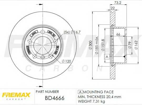 Диск тормозной передний Fremax BD4666 fremax bd4666