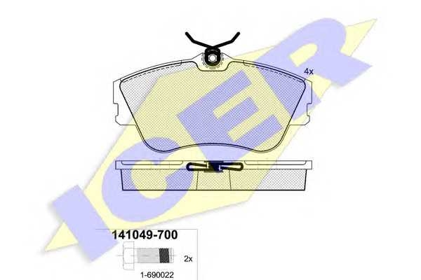 Колодки передні гальмівні VW T4 09/90- диск 15 W=129 H=65 S icer 141049700