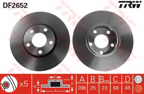 Диск гальмівний (1 шт.) AUDI - SKODA - VOLKSWAGEN 100/100 Quattro/A4/A4 Cabrio/A4 Cabrio Quattr trw df2652