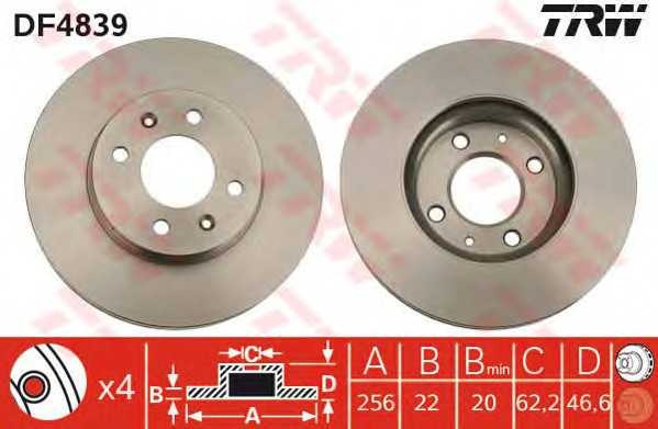 Диск гальмівний (1 шт.) HYUNDAI/KIA Accent/Getz/i20/Rio F \05>> trw df4839