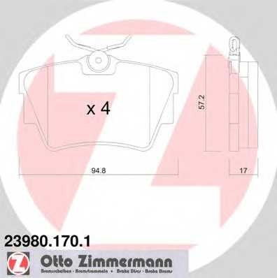 Колодки гальмівні дискові, к-кт ottozimmermann 239801701