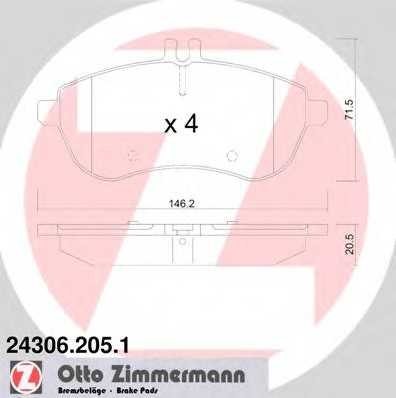 Колодки гальмівні ottozimmermann 243062051